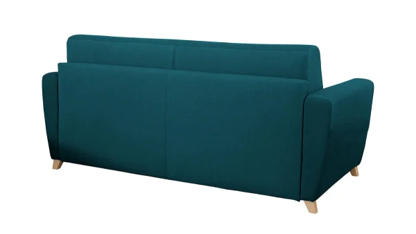 livraison la plus rapide Canapé Convertible 3 Places En Tissu Bleu Canard Et Bois Clair Avec Matelas L140 Cm 12 Cm GRAHAM 5