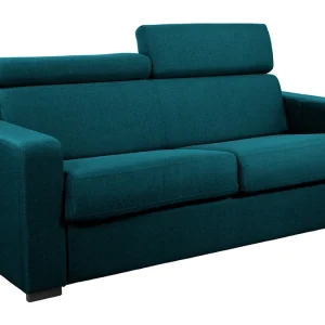 Canapé Convertible Avec Têtières Ajustables 3 Places En Tissu Bleu Canard Avec Matelas 12 Cm NORO Livraison gratuite 13