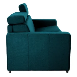 Canapé Convertible Avec Têtières Ajustables 3 Places En Tissu Bleu Canard Avec Matelas 12 Cm NORO Livraison gratuite 15