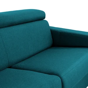 Canapé Convertible Avec Têtières Ajustables 3 Places En Tissu Bleu Canard Avec Matelas 12 Cm NORO Livraison gratuite 21