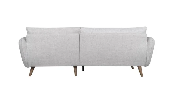 REMISE allant jusqu. Canapé D’angle Droit Scandinave 3-4 Places En Tissu Gris Clair Chiné Et Bois Clair CREEP 5