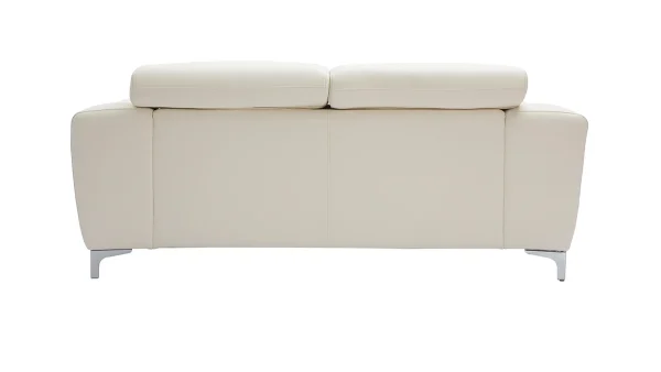 Canapé Design Avec Têtières Ajustables 2 Places Cuir Blanc Cassé Et Acier Chromé NEVADA aux meilleurs prix 6
