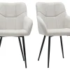 Prestation Et Rapide Chaises Design Matelassées En Tissu Velours Texturé Beige Et Métal Noir (lot De 2) MONTERO 25